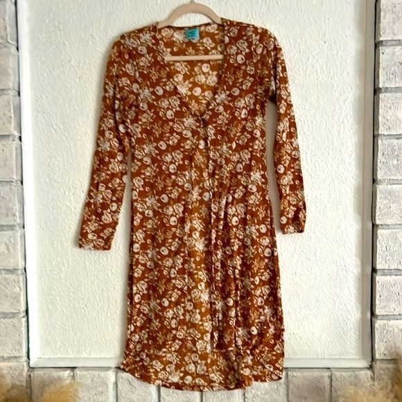 HIP yellow floral, long cardigan size Small - Picture 1 of 7